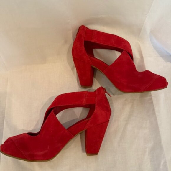 Easy Spirit Open Toe Red Platform Nubuck Leather Shoes US 8.5 - Picture 8 of 10